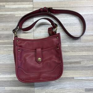 Frye and Co Handbag Crossbody Purse Maroon Vegan Leather - JL374